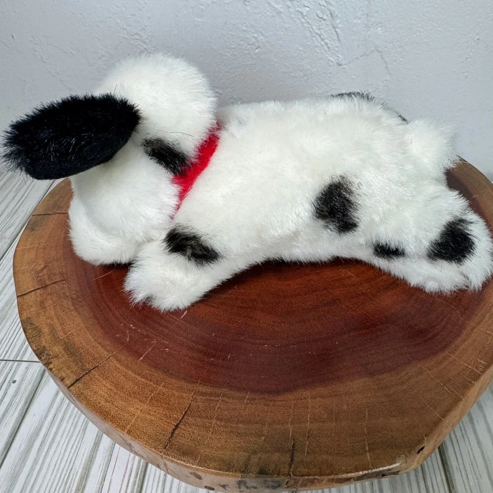 Battat Plush Puppy Dog White Black Spotted Stuffed Animal Red Collar 8 Inch‎